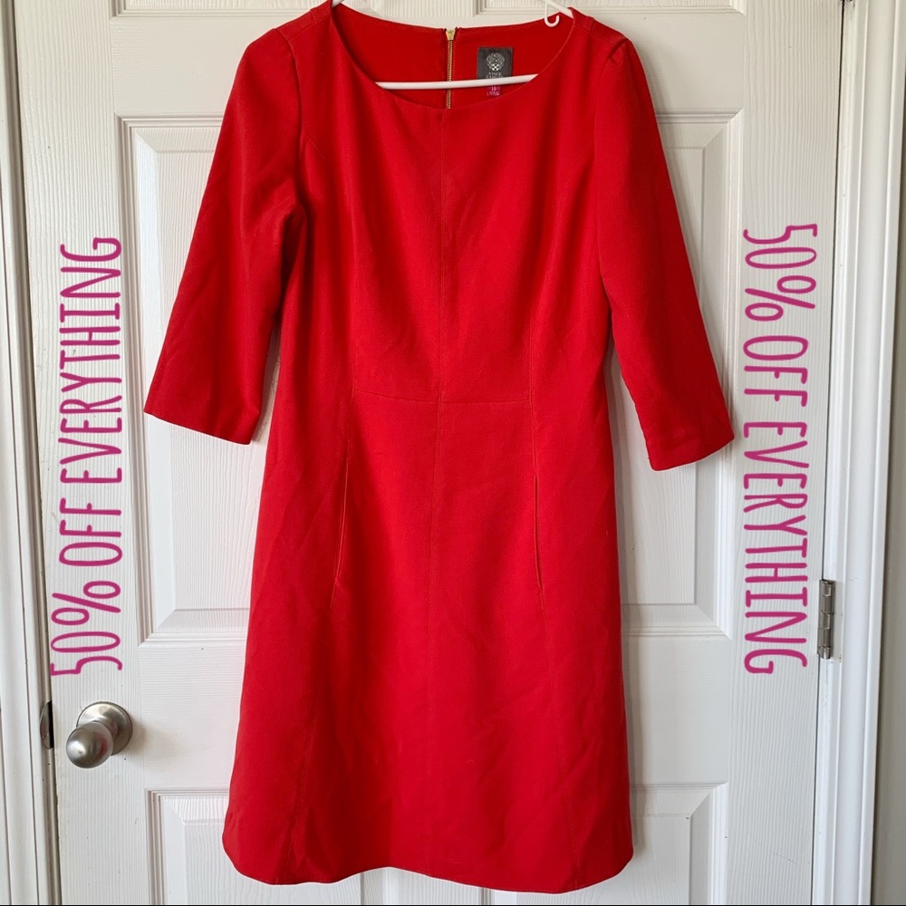 Vince Camuto Crepe Three Quarter Sleeve Dress